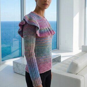 $425 LoveShackFancy Yumi Ruffle Alpaca wool Sweater S